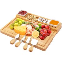 High quality bamboo chopping board with 4 knives