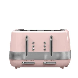 Slice Stainless Steel Toaster, 1500W, Removable Crumb Tray - pink