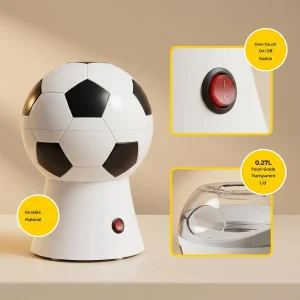 Fully Automatic Mini Electric Popcorn Maker, Football-Shaped