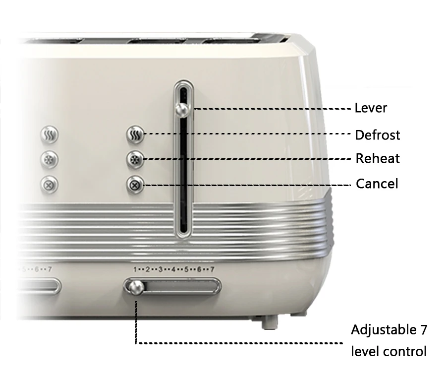 h9e92fdbe8978470b98ba8dd54756e29c7.webp Slice Stainless Steel Toaster, 1500W, Removable Crumb Tray