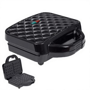 Aluminum Non-Stick Adjustable Thermostat Healthy Detachable Plate Electric Mini Waffle Maker for Household Outdoor - Black