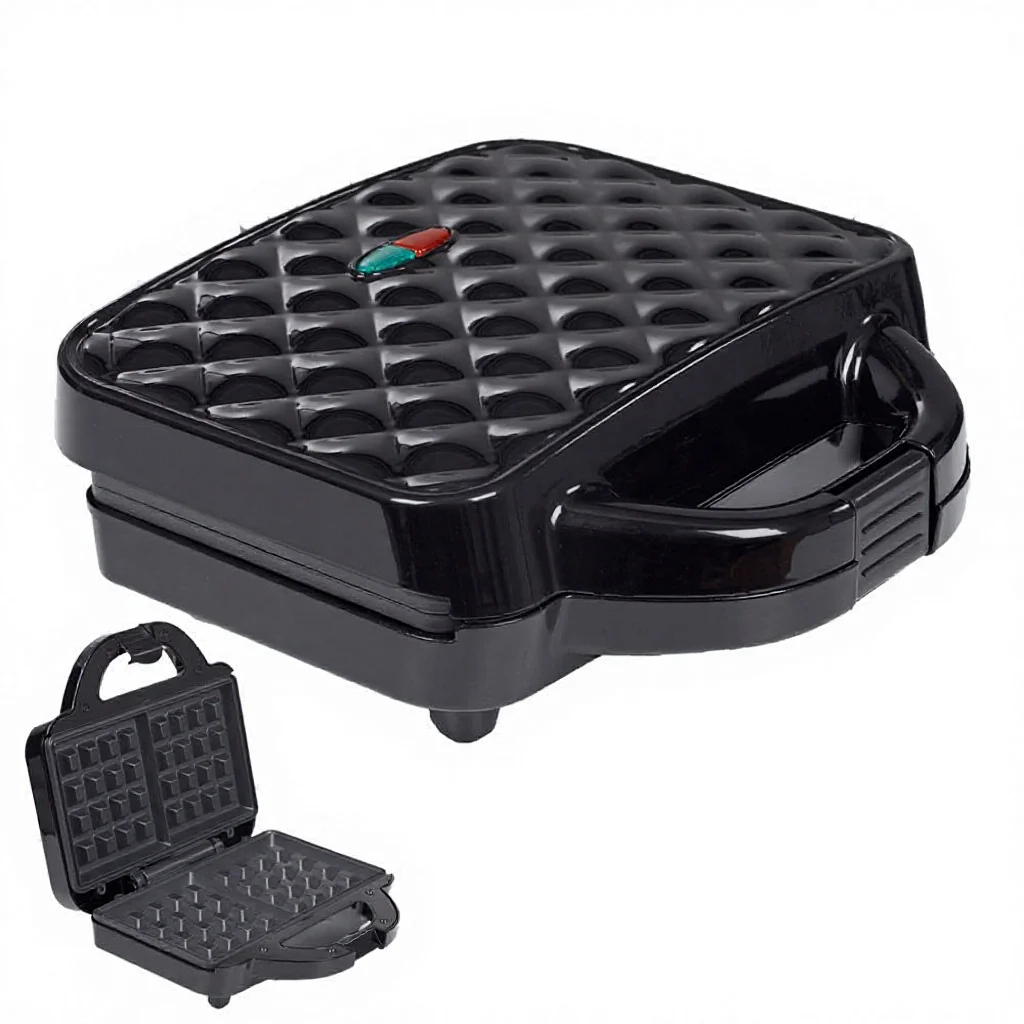 img alibaba1792553025.jpg Aluminum Non-Stick Adjustable Thermostat Healthy Detachable Plate Electric Mini Waffle Maker for Household Outdoor - Black