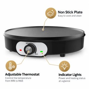 Electric Crepe Maker 30cm Non Stick Griddle Flat Plate Countertop Adjustable Temperature Indoor Grill Pancake Cooking Machine