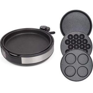 Multi Adjustable Roti Grill Griddle 3 in 1 Detachable Crepe Maker With Spreader