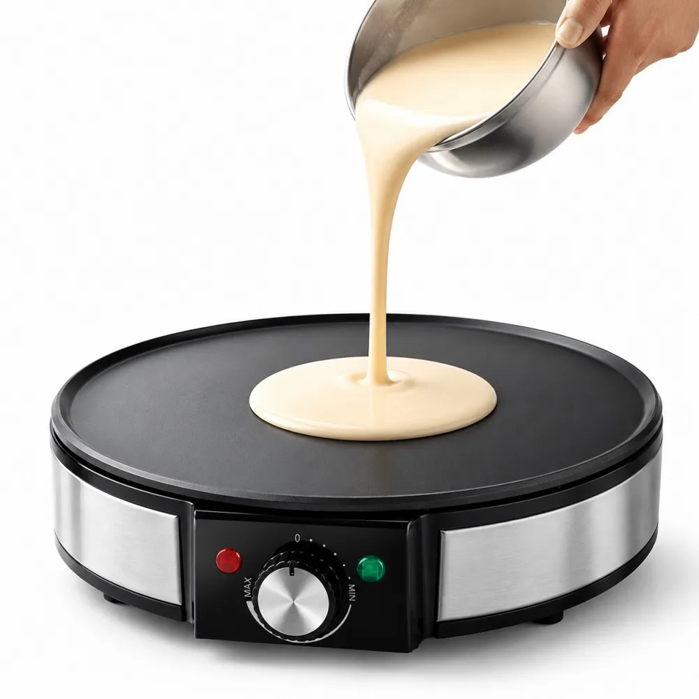 img alibaba1792564514.jpg Electric Crepe Maker & Hot Plate with Temperature Control Non-Stick Coating Automatic Function for Thin Pancakes - Black / No Plug Required
