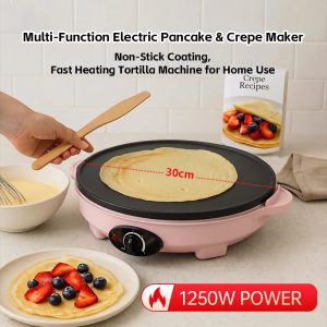 High Quality Aluminum Plate Crepe & Pancake Maker Quick Heating Easy Clean Roti Maker for Household Hotel Use Electric - Black / As required / 230