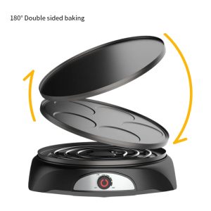 Household Automatic Electric Crepe Pancake Maker with Non-stick Reversible Die-Casting Plate Temperature Control & LED Indicator - Black / as required / 230