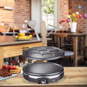Electric 1350W Energy Saver Non-Stick Steel Plate Crepe Griddle Pancake Maker Temperature Control Household Easy Cleaning
