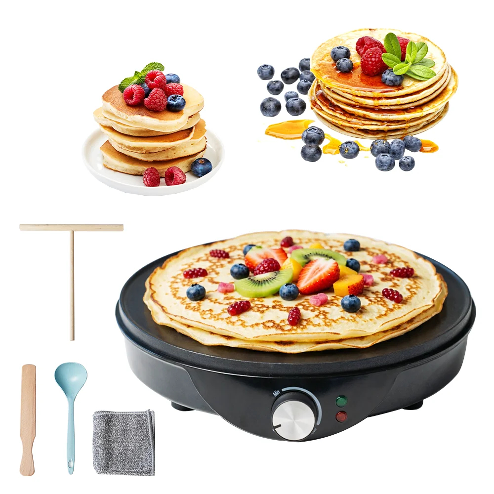 img alibaba1792568371.jpg Healthy Household Breakfast Maker Electric 1000W Non-Stick Pancake Maker Temperature Control LED Indicator Portable for Crepes