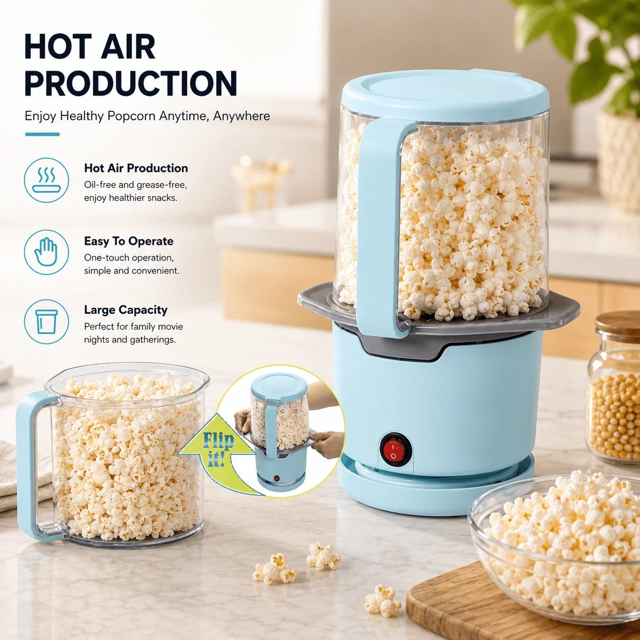 img alibaba1793073028.jpg Kitchen Kids Home-made Portable Electric Popcorn Machine Movie Snack Household Healthy Hot Air Oil Free Corn Popcorn Maker