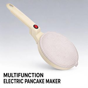 Time Saving 600W Ceramic Coated Rapid Heating Effortless Cleanup Handheld Electric Crepe Maker for Home Kitchen Breakfast - White / 220