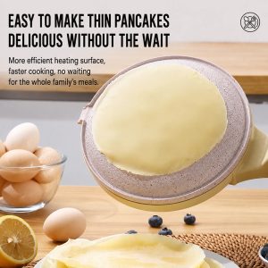 Time Saving 600W Ceramic Coated Rapid Heating Effortless Cleanup Handheld Electric Crepe Maker for Home Kitchen Breakfast