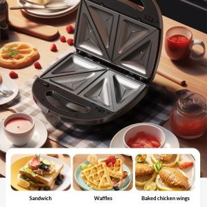 Aluminum Non-Stick Adjustable Thermostat Healthy Detachable Plate Electric Mini Waffle Maker for Household Outdoor