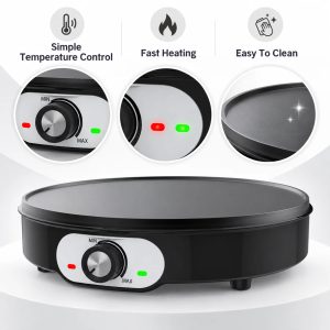 Electric Crepe Maker 30cm Non Stick Griddle Flat Plate Countertop Adjustable Temperature Indoor Grill Pancake Cooking Machine