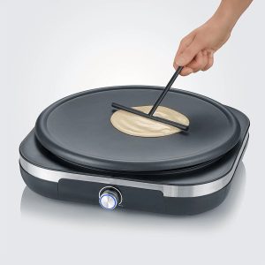 Portable Electric Crepe Maker with Auto-Thermostat Control Non-Stick Pancake Baking Pan Breakfast Pizza Machine for Household