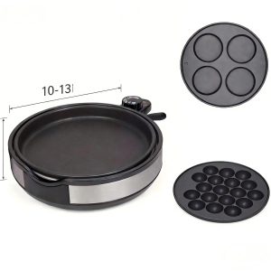 Multi Adjustable Roti Grill Griddle 3 in 1 Detachable Crepe Maker With Spreader - Black / EU / 230