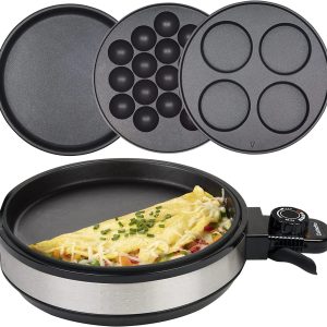 Multi Adjustable Roti Grill Griddle 3 in 1 Detachable Crepe Maker With Spreader