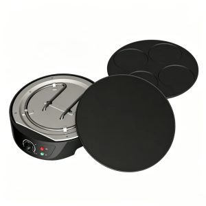 30cm Detachable Non-Stick Crepe Maker 1000W Electric Pancake Machine with Adjustable Thermostat Waffle Plates for Household Use
