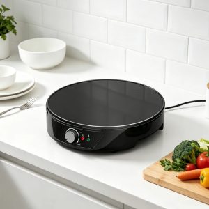 30cm Detachable Non-Stick Crepe Maker 1000W Electric Pancake Machine with Adjustable Thermostat Waffle Plates for Household Use