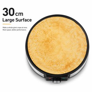 Electric Crepe Maker & Hot Plate with Temperature Control Non-Stick Coating Automatic Function for Thin Pancakes