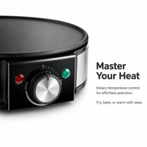 Electric Crepe Maker & Hot Plate with Temperature Control Non-Stick Coating Automatic Function for Thin Pancakes