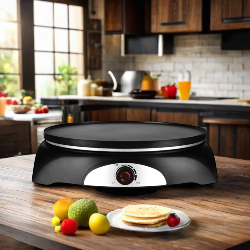 img alibaba 1792565041.jpeg Household Automatic Electric Crepe Pancake Maker with Non-stick Reversible Die-Casting Plate Temperature Control & LED Indicator