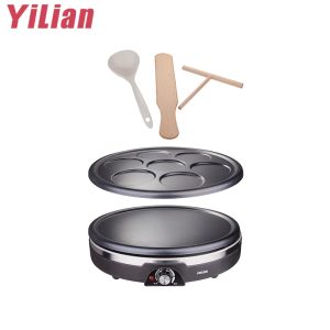 Electric 1350W Energy Saver Non-Stick Steel Plate Crepe Griddle Pancake Maker Temperature Control Household Easy Cleaning - Black / 220-240V
