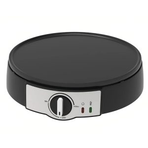 300mm Diameter Detachable Reversible Cooking Griddle and Pancake Plate 2 in 1 Baking With Non-Stick Coat Rotating Crepe Maker - Black