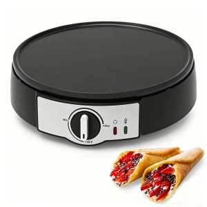 300mm Diameter Detachable Reversible Cooking Griddle and Pancake Plate 2 in 1 Baking With Non-Stick Coat Rotating Crepe Maker