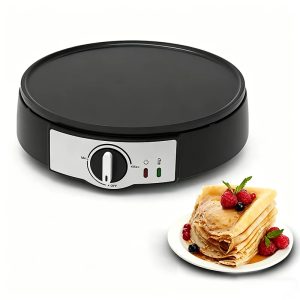 300mm Diameter Detachable Reversible Cooking Griddle and Pancake Plate 2 in 1 Baking With Non-Stick Coat Rotating Crepe Maker