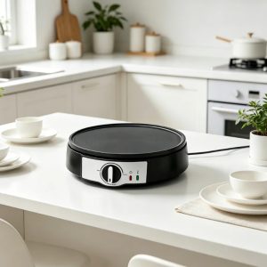 300mm Diameter Detachable Reversible Cooking Griddle and Pancake Plate 2 in 1 Baking With Non-Stick Coat Rotating Crepe Maker