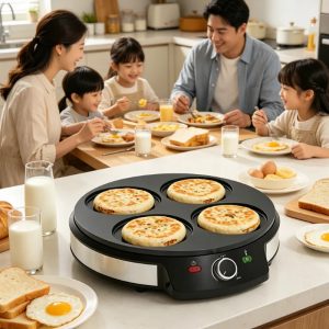 1200W Adjustable Temperature Control Knob Portable Electric Non-Stick Crepe Maker 30cm Diameter Cooking Plate Household