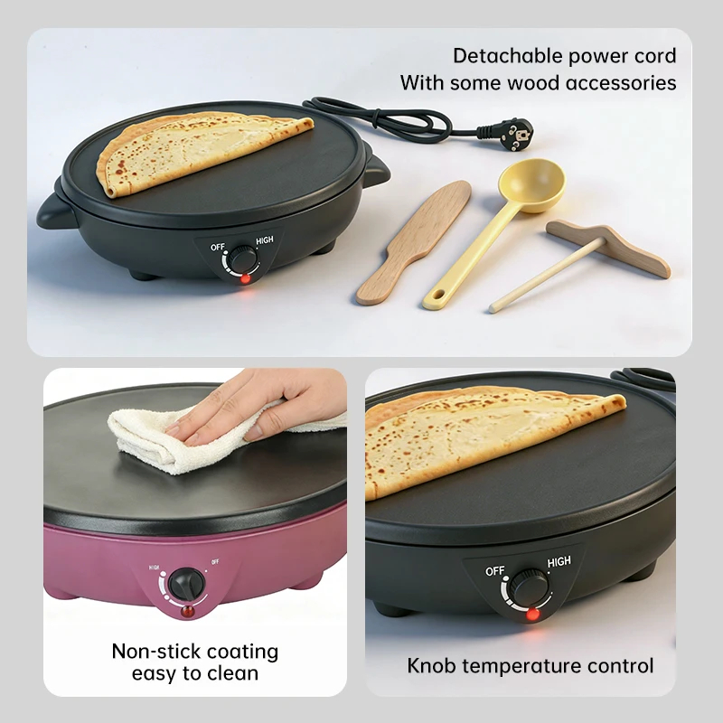 img alibaba 1792566050.jpeg 30cm Aluminum Plate 220v High Quality Electric Nonstick Crepe Maker with Quick Heating for Home & Hotel Use