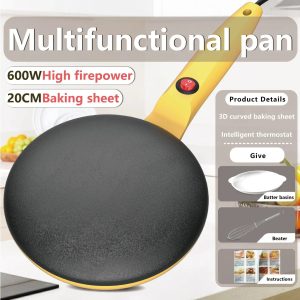 Electric Griddle Single-sided Heating Compact Pancake Maker Electric Griddle Thin Pancake Machine Cooking Plate Pancake Maker - Yellow / No Plug Required