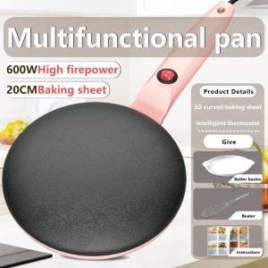 Electric Griddle Single-sided Heating Compact Pancake Maker Electric Griddle Thin Pancake Machine Cooking Plate Pancake Maker - Pink / No Plug Required