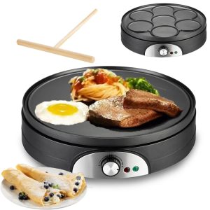 Electric Crepe Maker Machine with 13-inch Non-stick Griddle Ideal for Pancakes, Eggs,