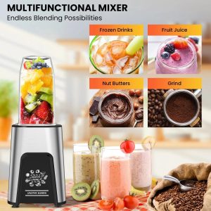 Personal 800W Smoothies Maker Blender for Frozen Drinks & Crushed Ice with BPA Free Portable Bottle-Hotel & Outdoor Use
