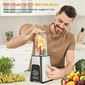 Personal 800W Smoothies Maker Blender for Frozen Drinks & Crushed Ice with BPA Free Portable Bottle-Hotel & Outdoor Use