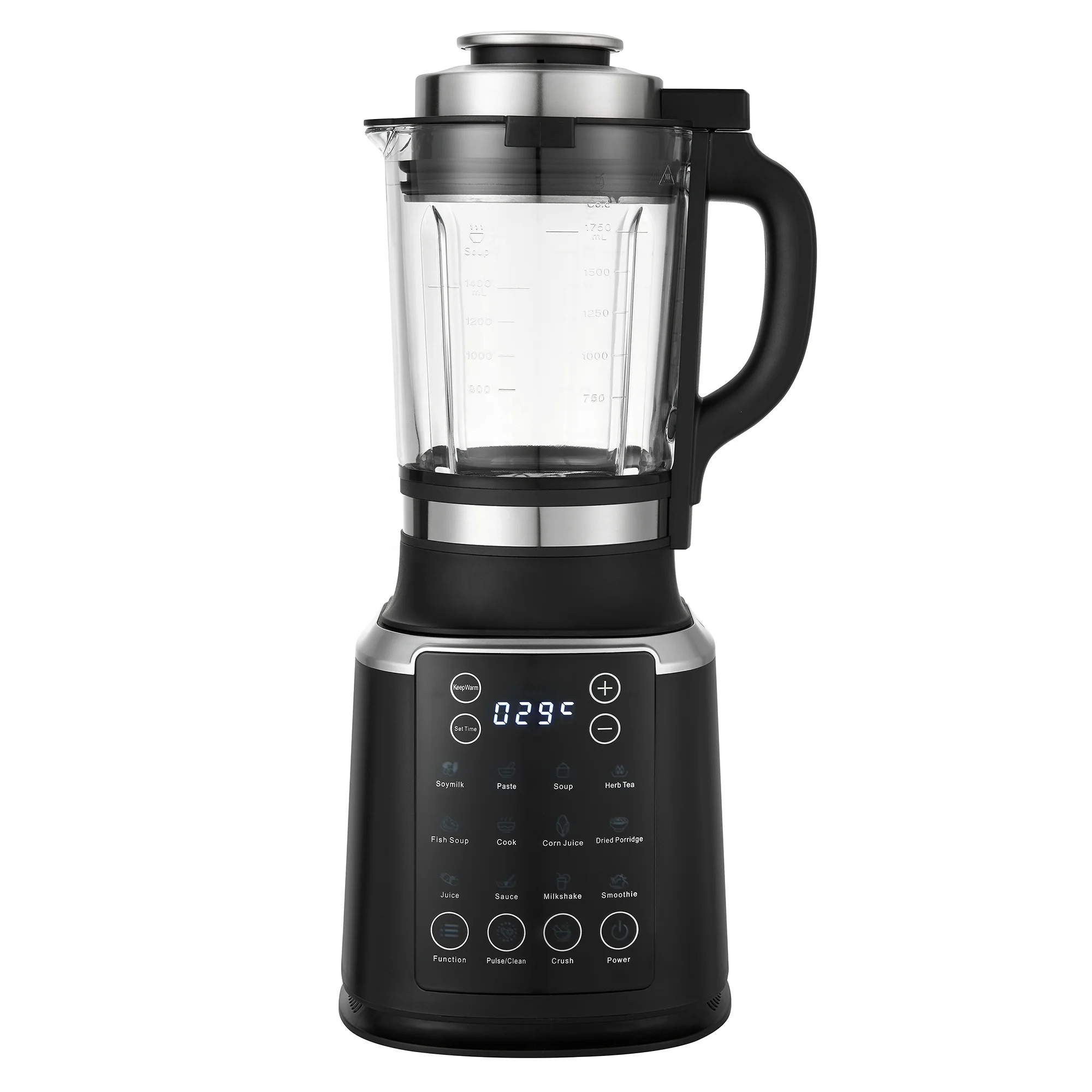 img alibaba 1792635204.jpeg Custom Color Heating Blender 800W High Borosilicate Glass Jar Electric Smoothie Maker 12-In-1 Touchpad Control Household Mixer - AU/UK/US/EU/KC / 220-240 / Black