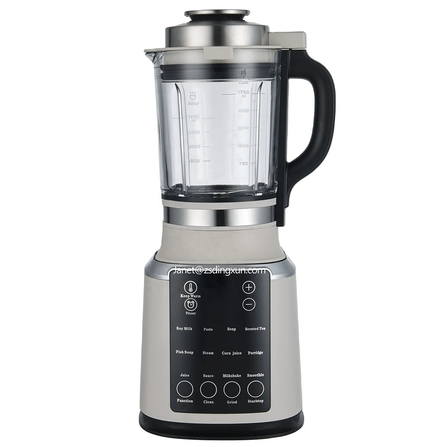 img alibaba 1792635214.jpeg Custom Color Heating Blender 800W High Borosilicate Glass Jar Electric Smoothie Maker 12-In-1 Touchpad Control Household Mixer - AU/UK/US/EU/KC / 220-240 / Ivory white