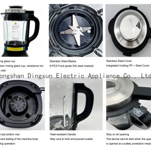 Custom Color Heating Blender 800W High Borosilicate Glass Jar Electric Smoothie Maker 12-In-1 Touchpad Control Household Mixer