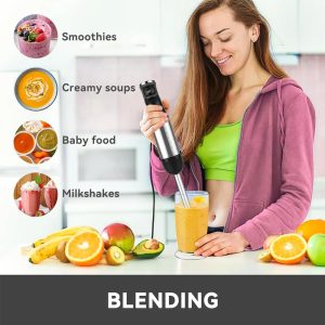 Hot Selling 4-in-1 Professional Household Hand Machine Electric Immersion Blender Variable Speed Stick Blender for Outdoor