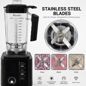 Heavy Duty Multiple Speeds Smoothie Maker Juice Blending Preparation Household Commercial Blender