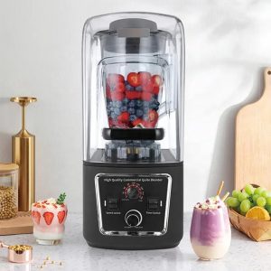 Commercial Household Fresh Fruit Juicer Mixer Ice Crushing LowNoise High Speed Shaved Ice Milk Shake Blender With Sound Cover
