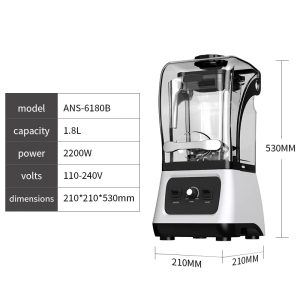 New Design Silent Blender Mixer Multifunctional Heavy Duty Commercial Professional High Speed Smoothie Blender With Cover