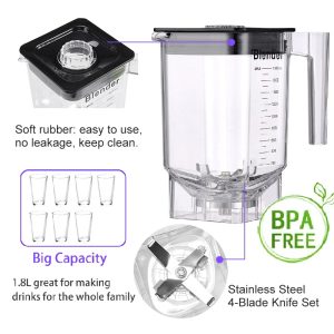 New Design Silent Blender Mixer Multifunctional Heavy Duty Commercial Professional High Speed Smoothie Blender With Cover