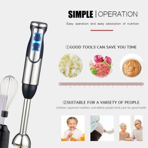 Kitchen Appliance Multifunction Immersion 1000W LED Stainless Steel Stick Mixer Dc Motor Electric Hand Blender for Sale