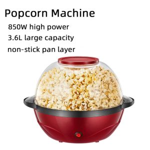 Portable 3.6L Large-capacity Popcorn Machine Professional 850W Home Electric Popcorn Maker Automatic Hot Air Pop Corn Machine