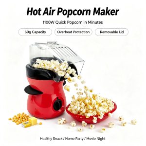 New Arrival Mini Hot 1100W Oil Free Electric Popcorn Popper Home Party Snack Maker Support Custom Logo Air Popcorn Machine