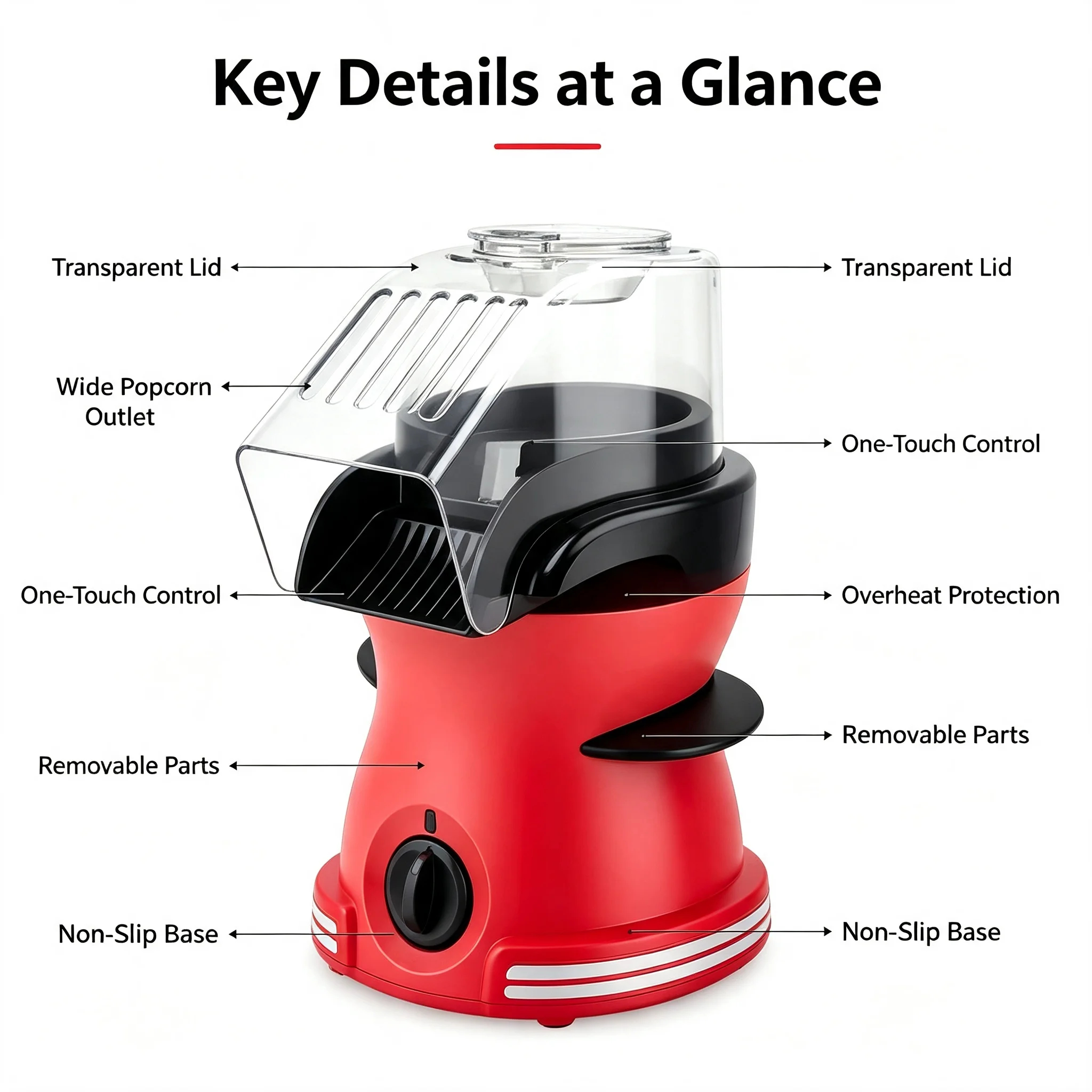 img alibaba 1793073006.jpeg New Arrival Mini Hot 1100W Oil Free Electric Popcorn Popper Home Party Snack Maker Support Custom Logo Air Popcorn Machine